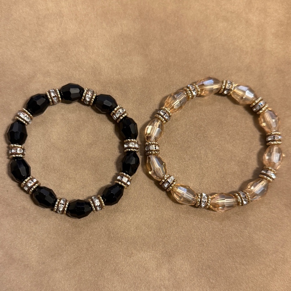 Elegant Black and Gold Beaded Bracelets
